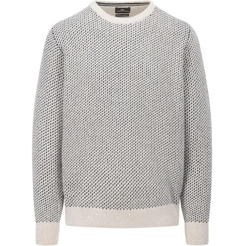 Fynch-Hatton Trui O-Neck Lambswool Mini Jacquard Winter White / male