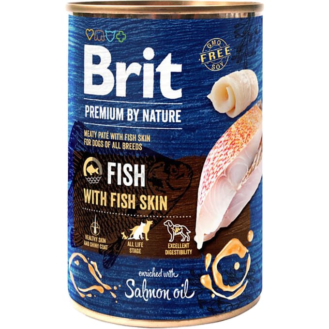Brit Premium natvoer in blik 400 gr - vis met vishuid - 6 x 400 gram