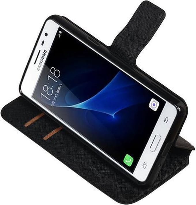 Zwart Samsung Galaxy J3 Pro TPU wallet case booktype hoesje HM Book