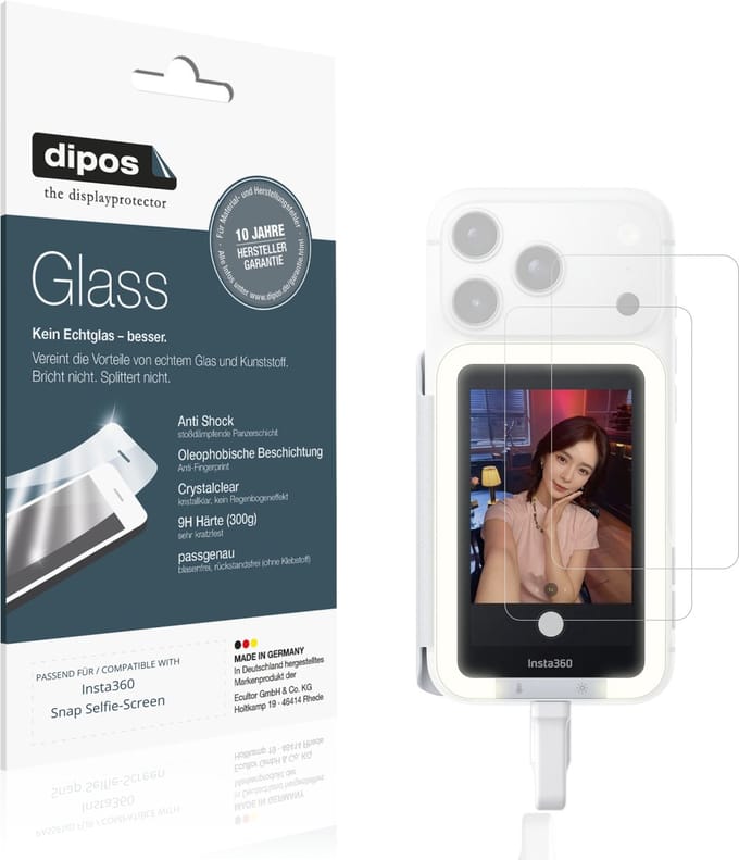 dipos – 2x Pantserfolie geschikt voor Insta360 Snap Selfie-Screen | 9H Screenprotector