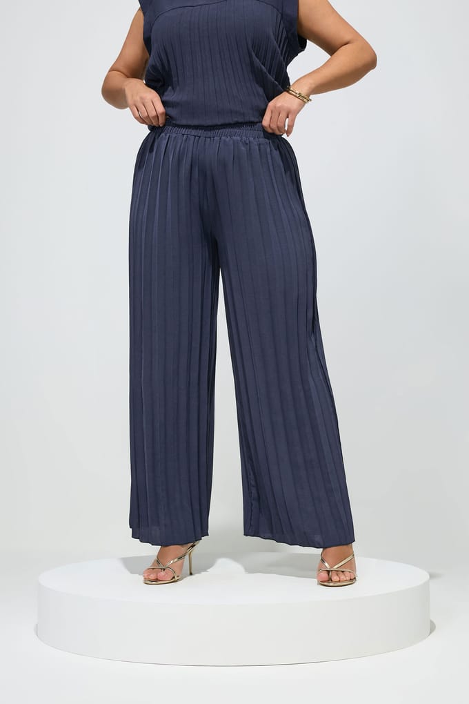 Yours London Marineblauwe Geplooide Broek Size 46