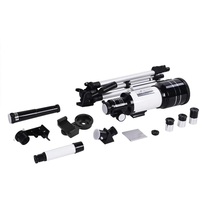 Réfracteur astronomique portatif à grande ouverture de 70mm, longueur focale de 300mm, télescope terrestre et blanc/noir