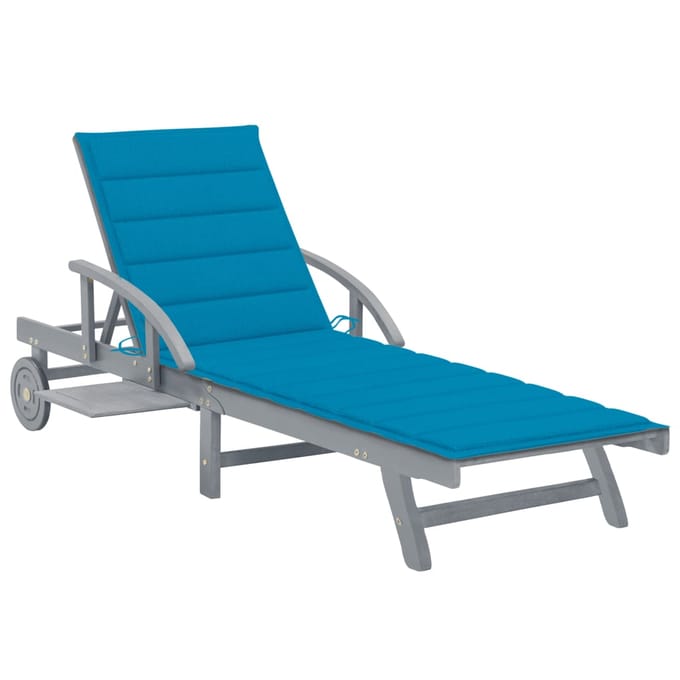 vidaXL - Ligbed - met - kussen - massief - acaciahout