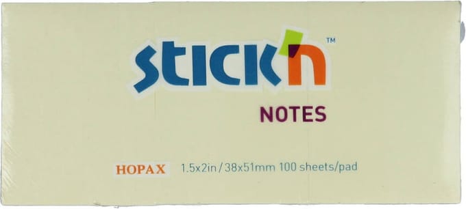 Stick'n kleine sticky notes - 38x51mm - pastel geel - 3 stuks - 100 memoblaadjes