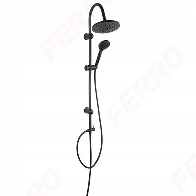 Doucheset RONDO NP21 Black - Schuifbaar met Grote Douchekop