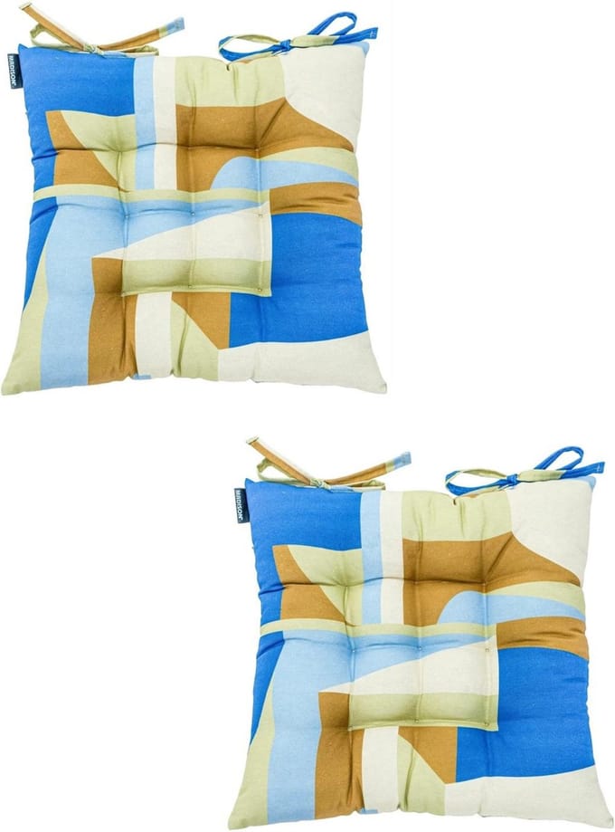 Madison - Zitkussen - Universeel - 2 stuks - 46 x 46 cm - Patch Azur - Tuin - Toscane
