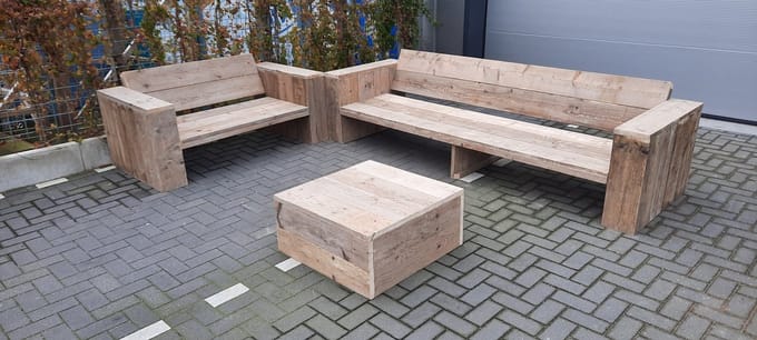 Loungeset ''Garden M Basic'' van Gebruikt steigerhout - 6 persoons