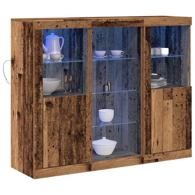 vidaXL - LED - Dressoir - Oudhout - 123 - x - 37 - x - 100 - cm - Bewerkt - hout