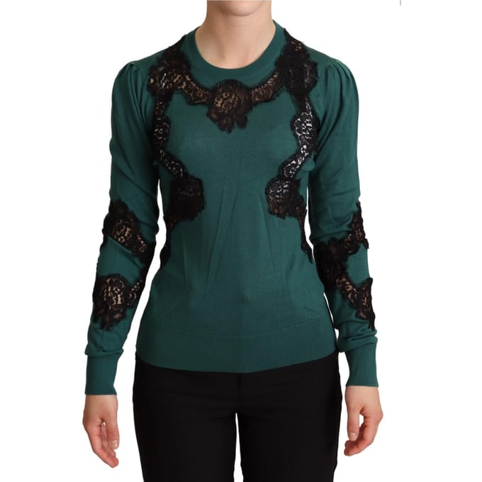 Dolce & Gabbana Groene wollen trui met ronde hals voor dames