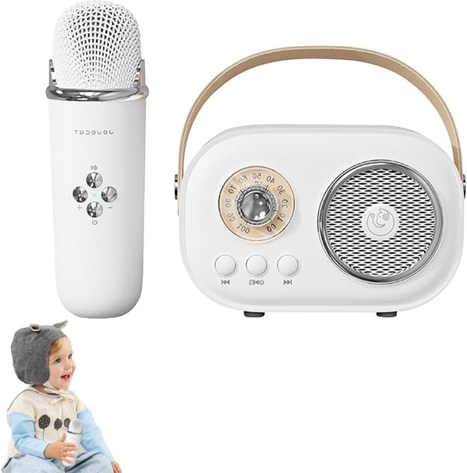 Draagbare Karaokemachine - Karaoke Set Microfoon - Muziekfeest Thuis - Geïntegreerde Luidspreker - 19.2 x 15.7 x 7.2 cm - Wit