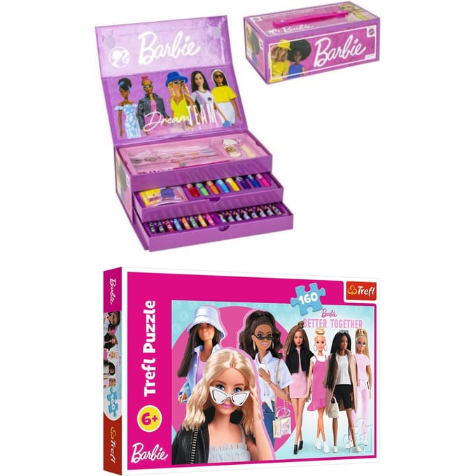 Barbie creatieve set; kleurdoos met puzzel
