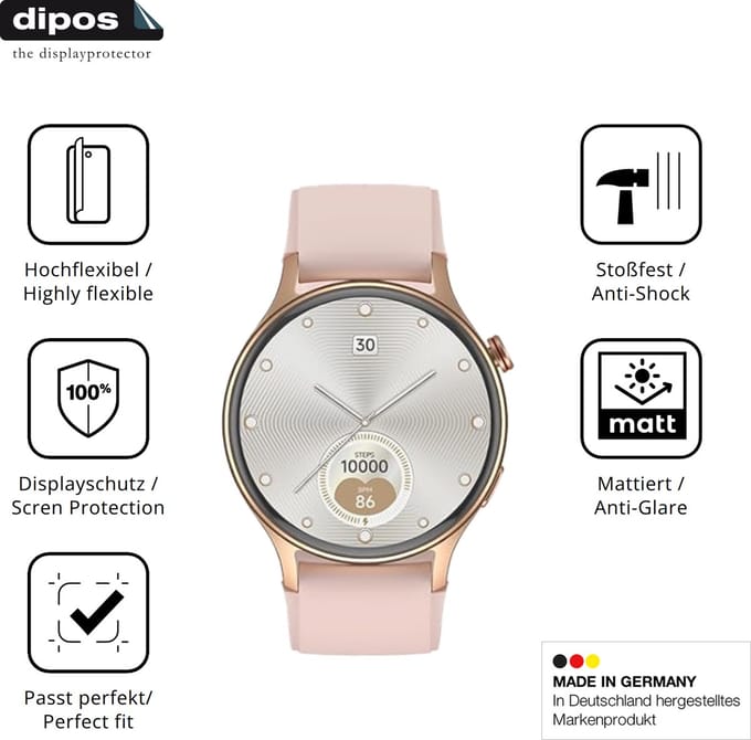 dipos FLEX – 2x Matte Screenprotector geschikt voor aeac AR01 1.32 Zoll | Volledige Schermbescherming | Case-Friendly