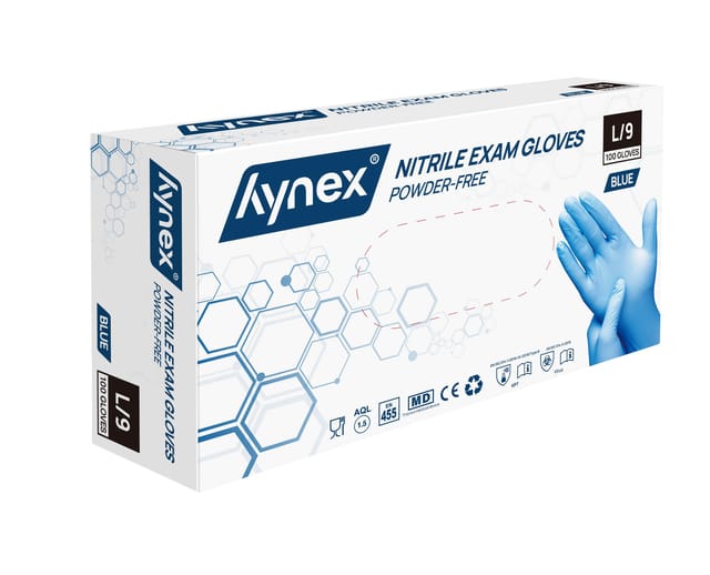 Hynex Nitril handschoenen maat L blauw 100/doos 3,5gram poedervrij