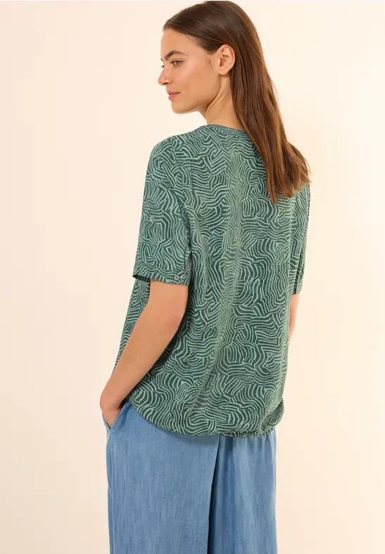 Gedessineerde blouse met gespleten hals