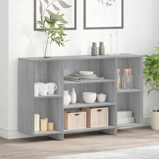 vidaXL - Dressoir - 120x30x75 - cm - bewerkt - hout - grijs - sonoma - eikenkleurig