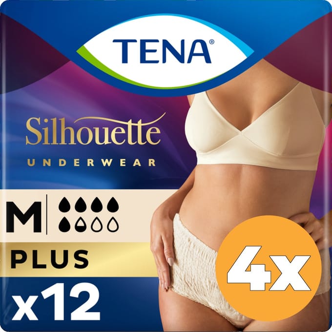 Tena Silhouette Plus Creme - Hoge Taille Medium - 4 pakken van 9 stuks