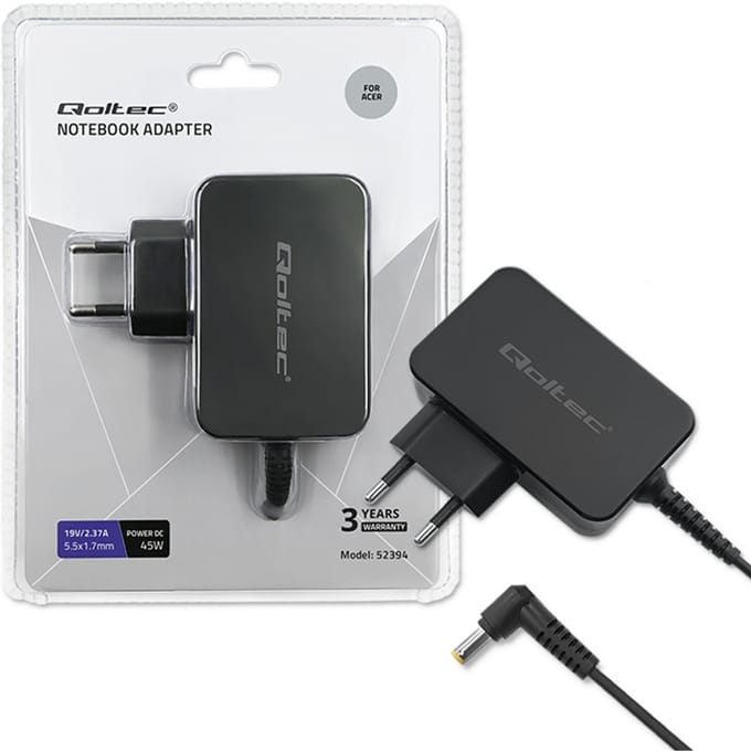 Qoltec laptopvoeding voor Acer 45W |   19V |   2.37A |   5.5*1.7