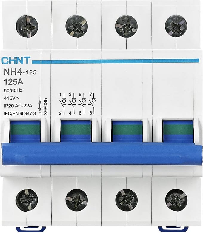 Chint 398035 - Hoofdschakelaar - 3-fase - 3-polig+nul 125A 240V