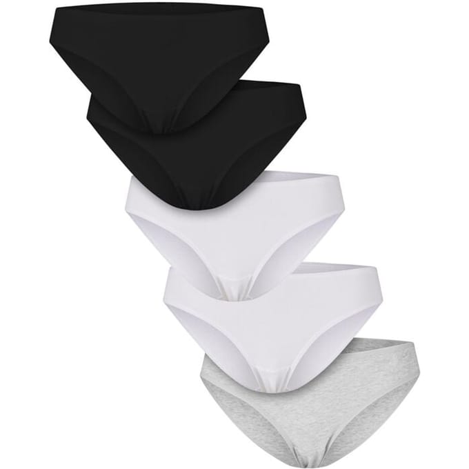 Urban Classics Ondergoed - Basic katoenen slips (Set van 5) - M tot XL - voor Vrouwen - zwart/wit/grijs gemêleerd