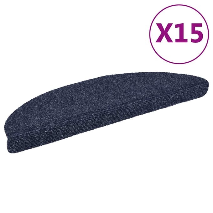 vidaXL - Trapmatten - Zelfklevend - 15 - stuks - 56x17x3 - cm - Blauw - Halfrond