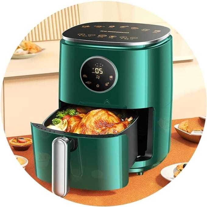 Heteluchtfriteuse - Airfryer Elektrische Friteuse - Gezond Koken - Voedselveilige Materialen - 6.0L - Groen