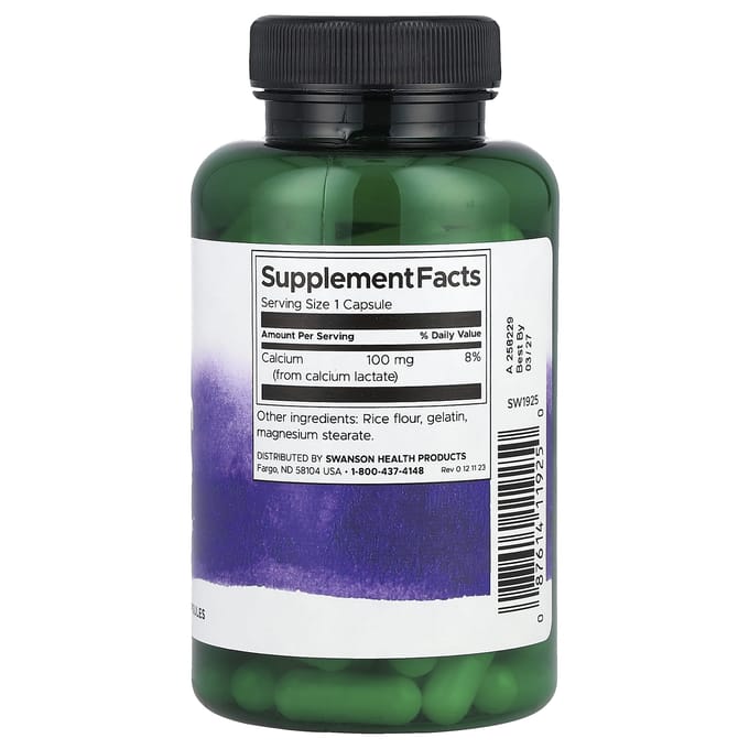 Calciumlactaat, 100 mg, 100 Capsules
