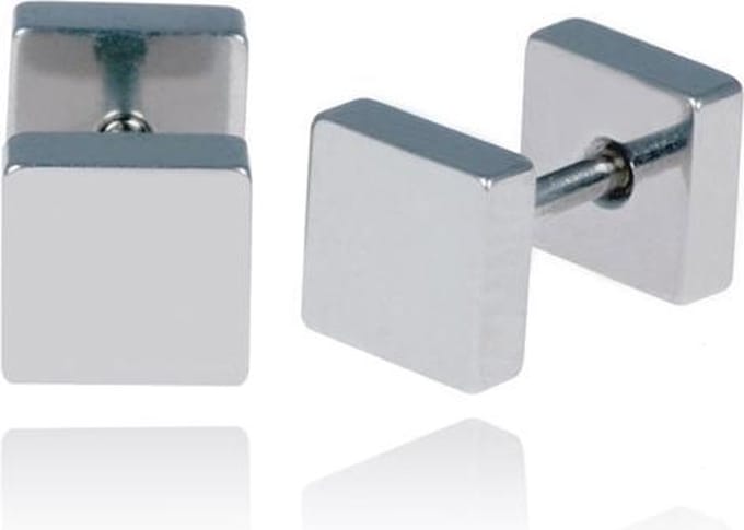 LGT Jewels Stud oorbellen Square Zilverkleurig 6mm