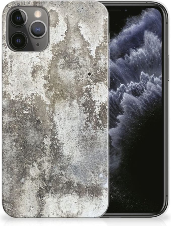 Apple iPhone 11 Pro TPU Siliconen Hoesje Beton Print