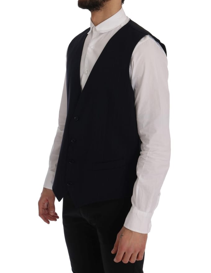 Dolce & Gabbana Mannen Blauw STAFF Wollen Stretch Vest