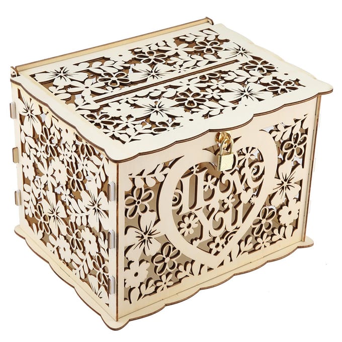 Bruiloft Kaartendoos met Sleutels DIY Geld Geschenkdoos Voor Verjaardagsfeest beige