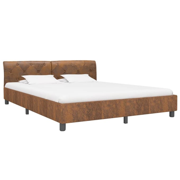 vidaXL - Bedframe - kunstsuède - bruin - 160x200 - cm