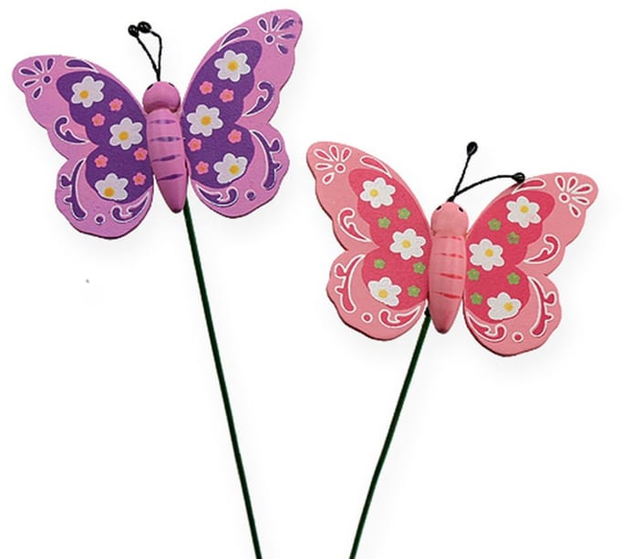 Vlinder op stok 8cm 18 st, 18 Stück