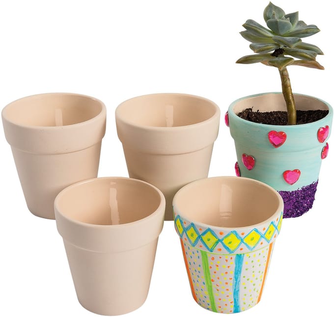 Colorations Bloempot Keramiek knutselset - Versier je eigen plantenpotten - Set van 12.