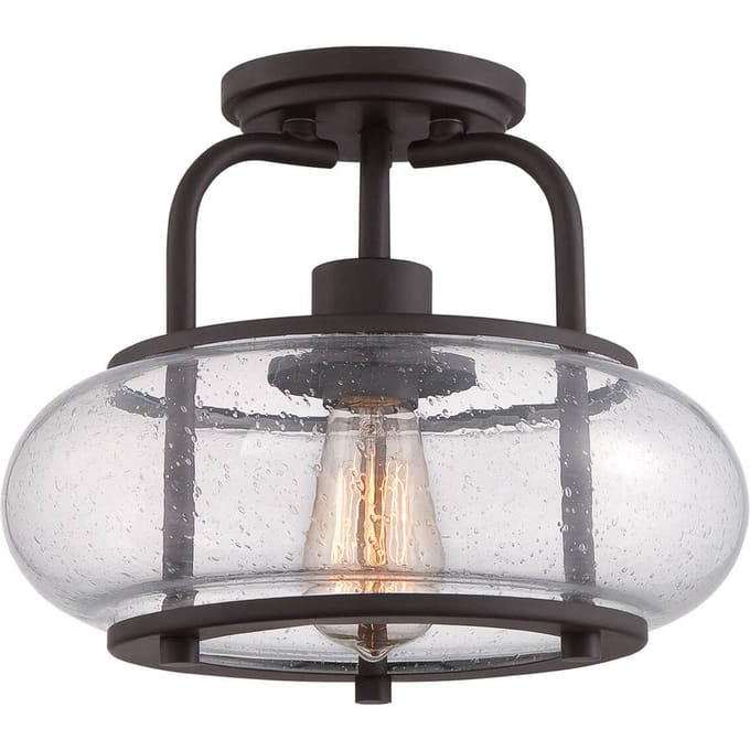 Quoizel LED Plafondlamp Trilogy | 1X E27 Max 60W | Dimbaar | Old Bronze