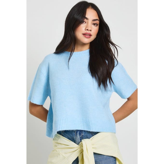 boohoo Dames Oversized Gebreide Top | Blauw | Maat: Small
