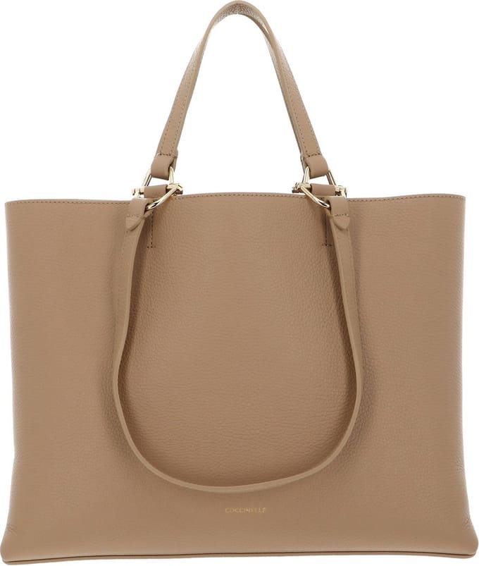 COCCINELLE Leren Handtas Schoudertas Hop On Handbag Grained Leather Fresh Beige