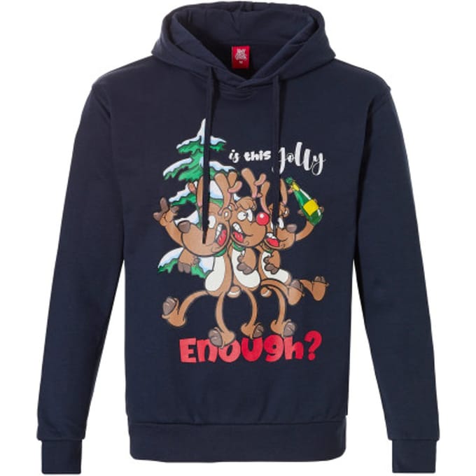 Heren Kersttrui Met Capuchon Kerst Print Blauw - Maat M