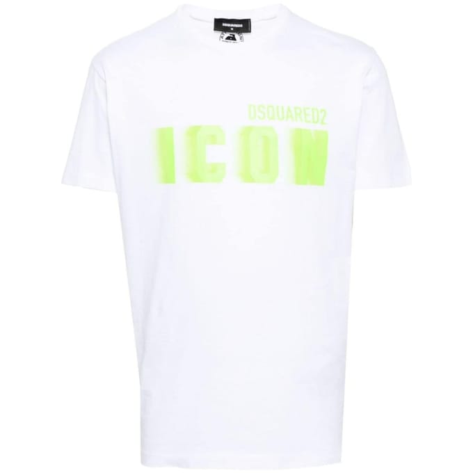 Dsquared2 Cool Fit Groen Blur Icon Logo Wit T-shirt