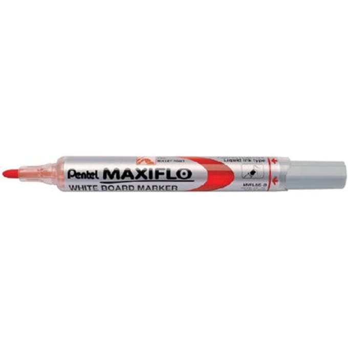 Whiteboardmarker Pentel MWL5S Maxiflo rond 1mm rood