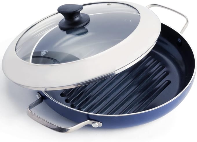 TIM® Hapjespan - Koekenpan - Hapjespan Inductie - Blauw - 48cm x 28cm x 8cm