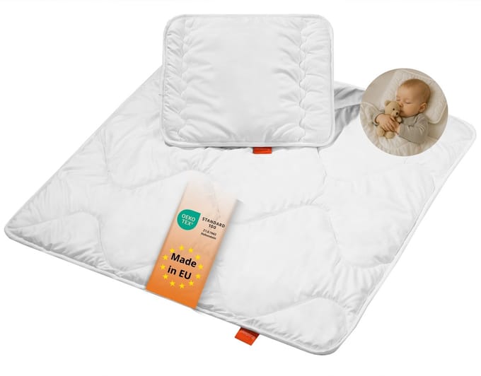 Dekbedje voor baby‘s en kinderen; incl. hoofdkussen; wit