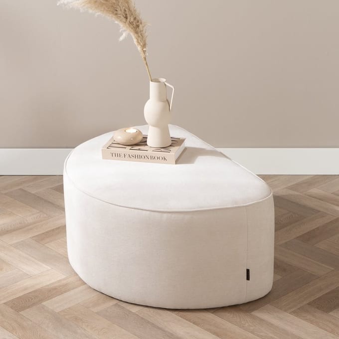 Bronx71® Hocker Neso halve maan stof gemêleerd beige