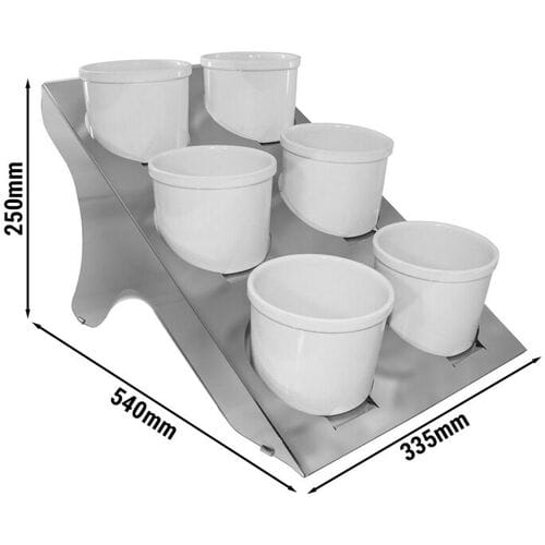 GGM Gastro Buffetstandaard - RVS, chroom hoogglans - rond - Ø135mm - Hoogte: 250mm - incl. 6 melamineschalen - met geschikt voor ronde kommetjes