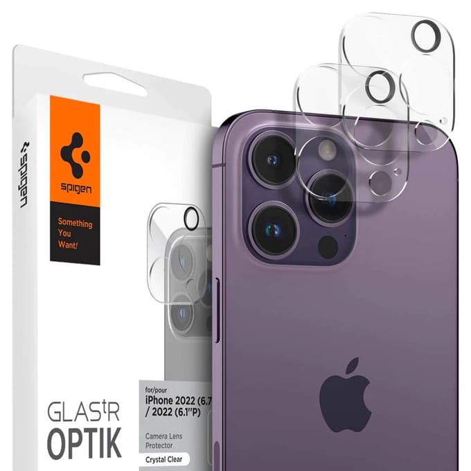 Spigen GLAStR Optik Camera Lens Protector - Camera eiland bescherming (2-pack) voor de Apple iPhone 14 Pro (Max)