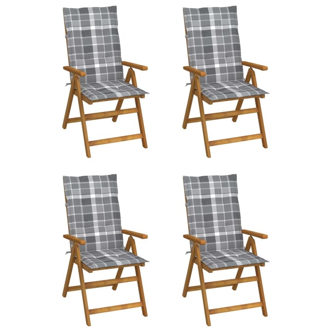 vidaXL - Inklapbare - stoelen - 4 - st - verstelbaar - met - kussens