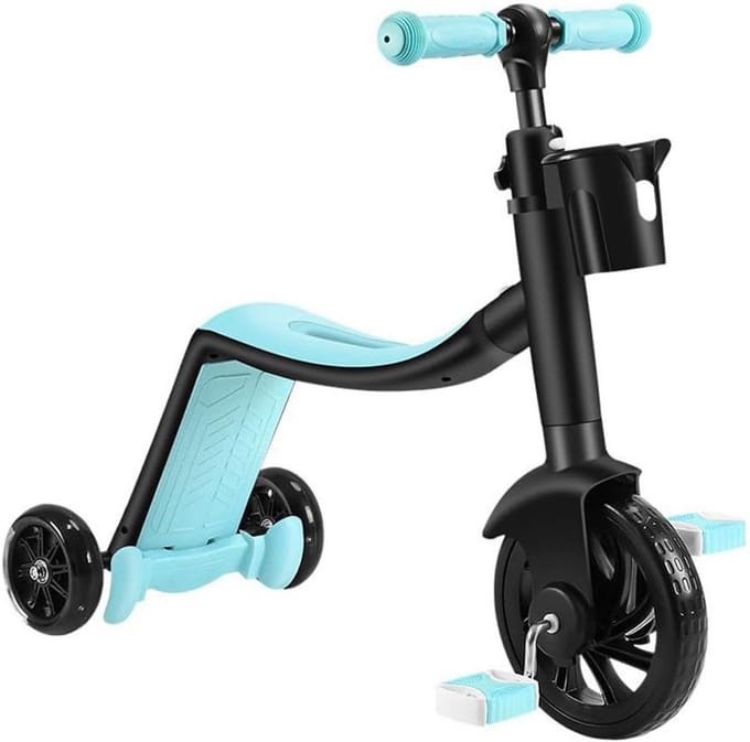 Kinderscooter 3-in-1 - Loopfiets Driewieler - Buiten Spelen - Verstelbare Hoogte - 73 cm - Blauw