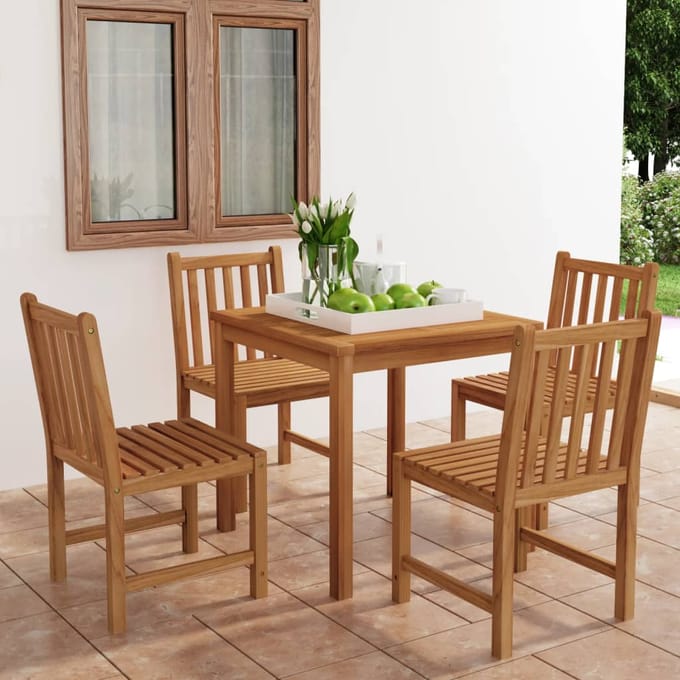 vidaXL - 5-delige - tuinset - 80x80 - cm - massief - teakhout