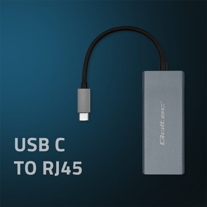 Qoltec USB-C 3.1 netwerkadapter |   RJ45 |   Ethernet |   1000 Mb/s |   Aluminium