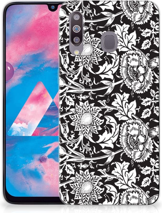 Samsung Galaxy M30 TPU Case Black Flowers