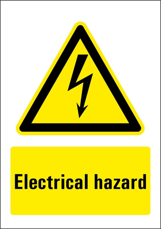 Danger electrical hazard sticker 210 x 297 mm